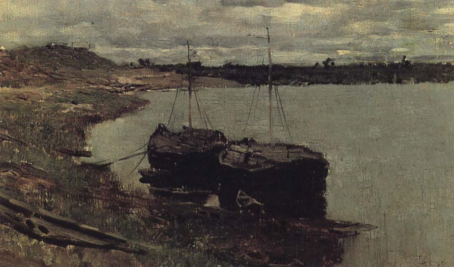 Levitan, Isaak Barge. Wolga